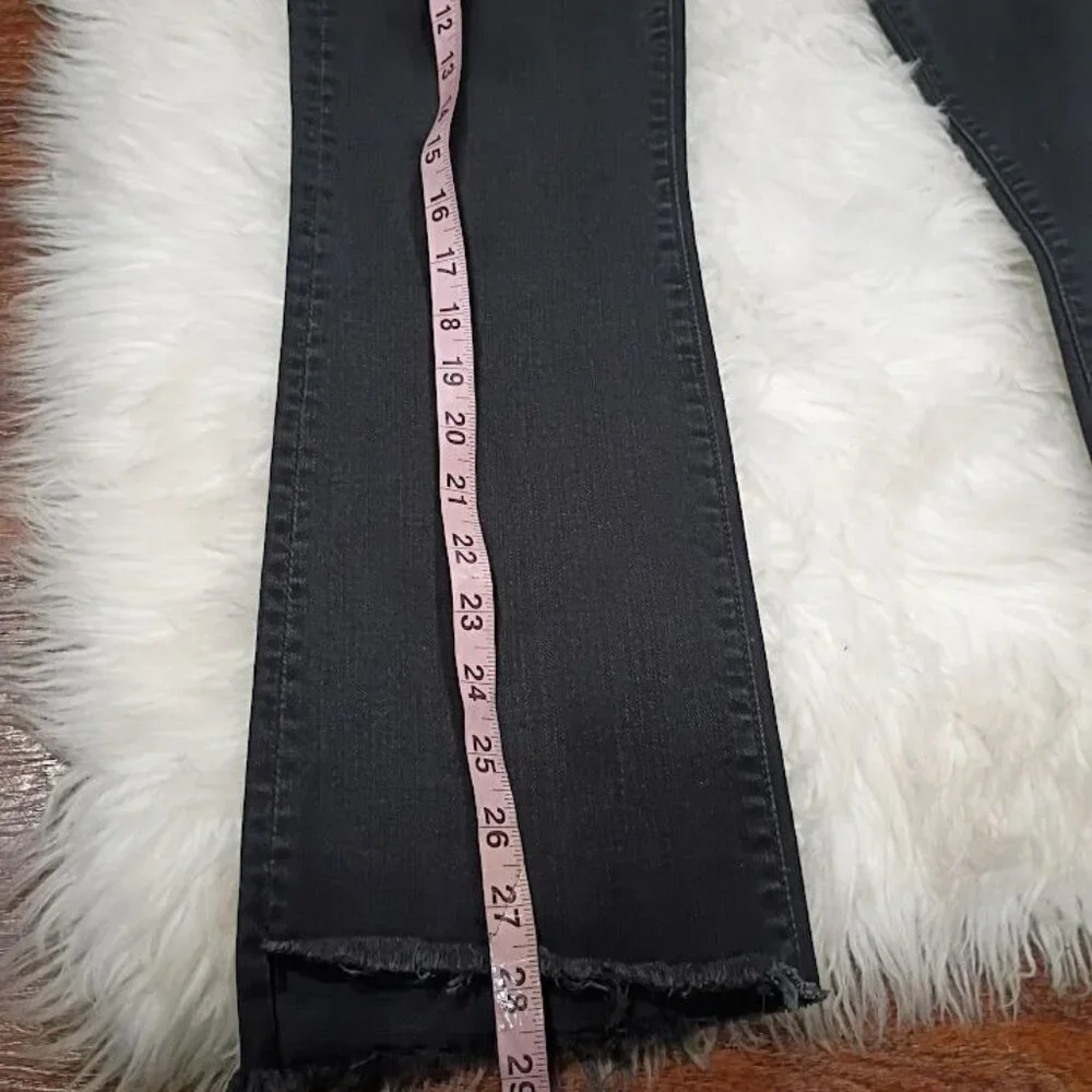 Mother Insider Crop Black Jeans Wash Size 27  Denim Mid-Rise Raw Hem - Picture 10 of 15